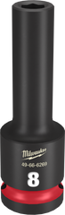 Milwaukee SHOCKWAVE Impact Duty Series 49-66-6269 Deep Impact Socket, 8 mm Socket, 1/2 in Drive, Square Drive, 6-Point