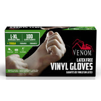 Venom Steel VEN4135 Non-Sterile Disposable Gloves, L/XL, Vinyl, 9 in L, Clear