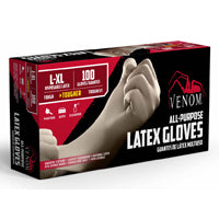 Venom Steel VEN4125 Non-Sterile Disposable Gloves, L/XL, Latex, Clear, 9 in L