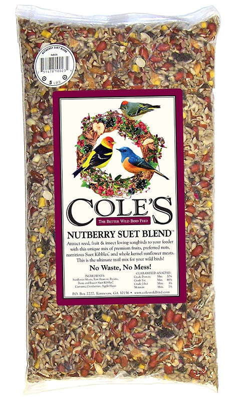 Cole's Nutberry Suet Blend NB20 Blended Bird Seed, 20 lb Bag