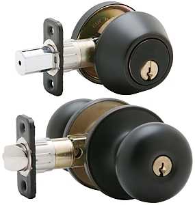 Schlage JC60VSTR716 Deadbolt and Entry Lockset, Mechanical Lock, Knob Handle, Round Design, Aged Bronze, Yes, Metal