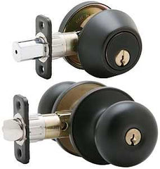 Schlage JC60VSTR716 Deadbolt and Entry Lockset, Mechanical Lock, Knob Handle, Round Design, Aged Bronze, Yes, Metal