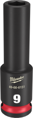 Milwaukee SHOCKWAVE Impact Duty Series 49-66-6151 Deep Impact Socket, 9 mm Socket, 3/8 in Drive, Square Drive, 6-Point