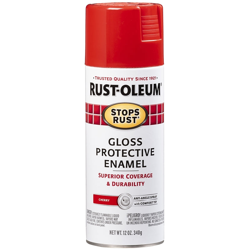 Rust-Oleum 248568 Rust Preventative Spray Paint, 12 oz Can, 6 to 10 sq-ft Coverage Area, Oil Base, Gloss, Cherry