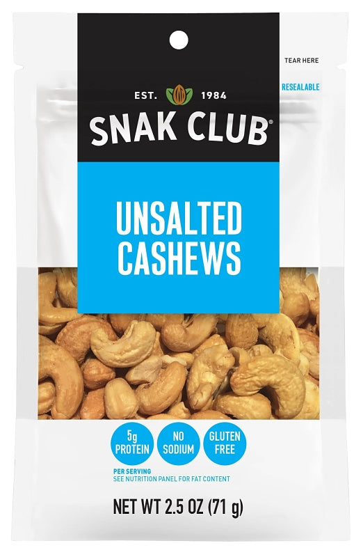 Snak Club 700542 Unsalted Cashew, 2.5 oz