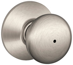 Schlage Plymouth Series F40VPLY619 Privacy Lockset, Round Design, Knob Handle, Satin Nickel, Metal, Yes