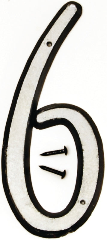 Hy-Ko 30600 Series 30606 House Number, Character: 6, 4 in H Character, Black/White Character, Plastic