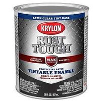 Krylon Rust Tough K09728008 Enamel Paint, Satin Sheen, Clear, 1 qt, 400 sq-ft/gal Coverage Area