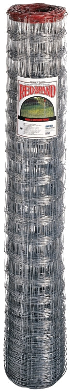 Red Brand 70253 Deer and Orchard Fence, 165 ft L, 72 in H, 14-1/2 Gauge, Galvanized