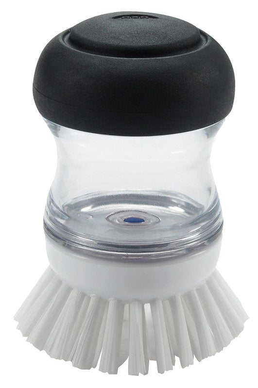 Good Grips 36481 Soap Dispensing Palm Brush, 4 in OAL, Nylon Trim, Non-Slip Handle, Silicone Handle