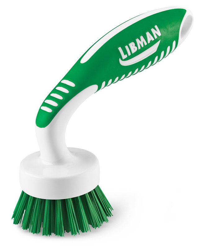 Libman 42 Kitchen Brush, 13/16 in L Trim, 2 in W Brush, PET Bristle, 6-3/4 in L, Green/White