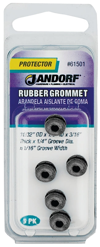 Jandorf 61501 Grommet, Rubber, Black, 3/16 in Thick Panel