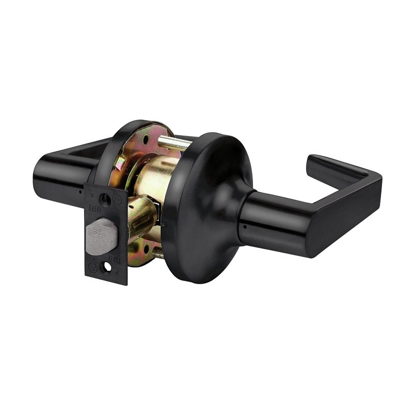 Tell Manufacturing LC2400 Series CL102903 Passage Door Lockset, Lever Handle, Steel, Matte Black, 2-3/4 in Backset