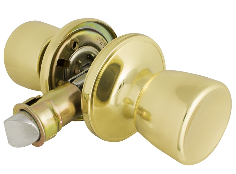 ProSource T-5764PB-PS Mobile Home Passage Lockset, Knob Handle, Brass, Polished Brass, 2-3/8 to 2-3/4 in Backset