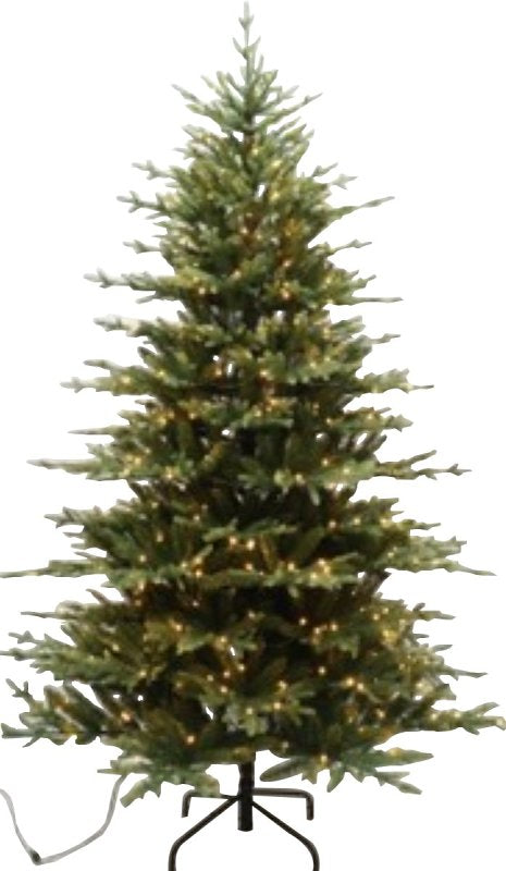 Santas Forest 61994 Pre-Lit Cascade Noble Fir Tree, 9 ft H, Nobel Fir Family, Mini Bulb, Multi/Clear Light