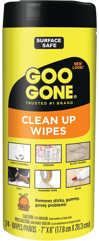 Goo Gone 2000 Cleaning Wipes, 8 in L, 7 in W, Citrus