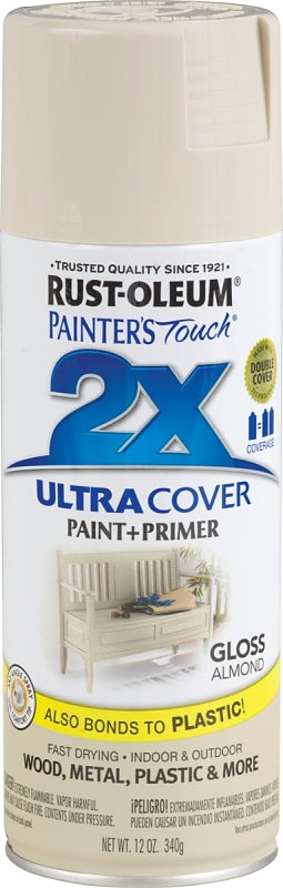 2X Ultra Cover 249125 Spray Paint, Gloss, Almond, 12 oz, Can
