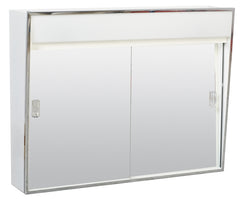 Zenith 701L Medicine Cabinet with Incandescent Light, 23-3/8 in OAW, 5-1/2 in OAD, 18-1/8 in OAH, Steel, White, Chrome
