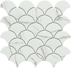 Emser Tile Elegan Series W95ELEGCA1112MSLM Porcelain Mosaic Tile, 12 in L Tile, 11 in W Tile, Pressed Edge, Calacata