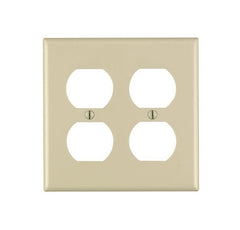 Leviton 86016 Receptacle Wallplate, 4-1/2 in L, 4-9/16 in W, 2 -Gang, Thermoset Plastic, Ivory, Smooth