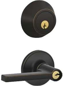 Dexter JC60VSOL716 Deadbolt and Entry Lockset, Mechanical Lock, Lever Handle, Straight Design, Aged Bronze, Yes, Metal