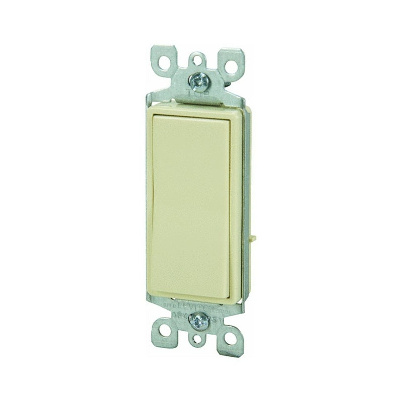 Decora S11-05601-2IS Rocker Switch with Ground Screw, 15 A, 120/277 V, SPST, Lead Wire Terminal, Ivory