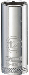 DeWALT DWMT86324OSP Drive Socket, 12 mm Socket, 3/8 in Drive, 6-Point, Vanadium Steel, Polished Chrome