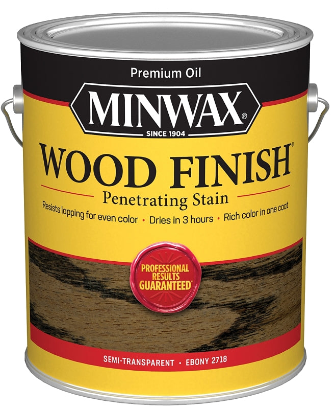 Minwax Wood Finish 710960000 Wood Stain, Ebony, Liquid, 1 gal