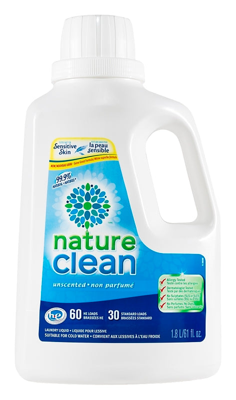 Nature Clean 10-30850 Laundry Detergent, 1.8 L, Liquid, Unscented