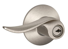 Schlage F Series F51VSAC619 Entry Lever, Mechanical Lock, Satin Nickel, Lever Handle, Metal, Residential, Grade 2 Grade