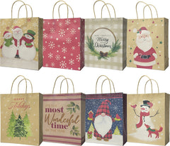 Santas Forest 69817 Large Kraft Gift Bag with Handle, 9-1/2 in W, 11-1/2 in H, Kraft Paper, Festive