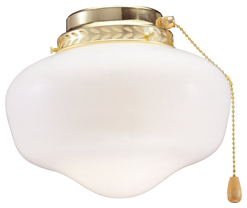 Boston Harbor Schoolhouse Light Kit, Opal Glass, Polished Brass, Polished Brass
