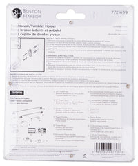 Boston Harbor PBC8534-3L Toothbrush/Tumbler Holder, Zinc, Chrome, Wall Mounting