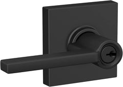 Schlage F Series F51A LAT 622 COL Entry Door Lock, Lever Handle, Matte Black, Metal, C Keyway, Residential, Yes