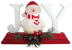 Santas Forest 89804 Lighted Joy Snowman, 8 in H, Christmas, Resin/PVC, White/Red