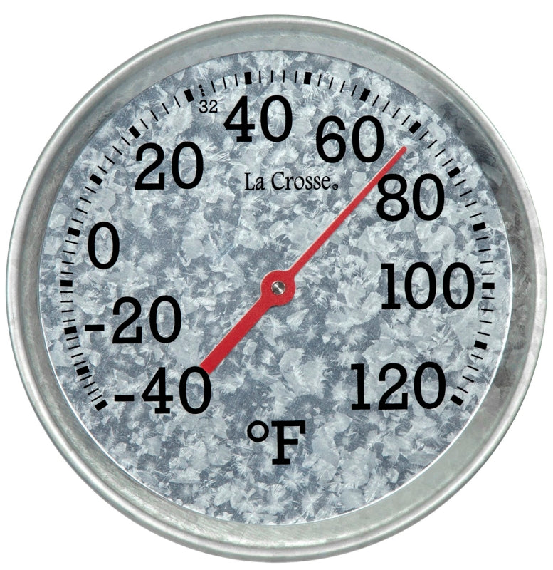 La Crosse 104-2822 Thermometer, 8 in Dia x 1.85 in D Display, -40 to 120 deg F