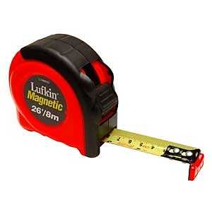 Crescent Lufkin 700 Series L748MAG Tape Measure, 26 ft L Blade, 1 in W Blade, Steel Blade, ABS Case, Orange Case