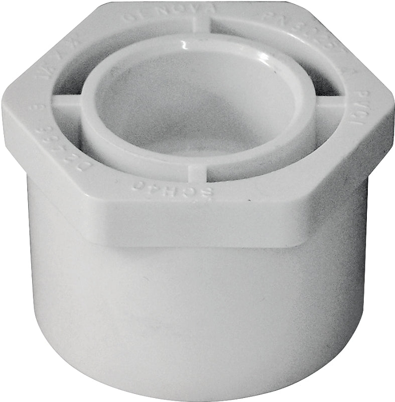 Xirtec 140 435654 Reducing Bushing, 1-1/2 x 3/4 in, Spigot x Socket, White, SCH 40 Schedule, 150 psi Pressure
