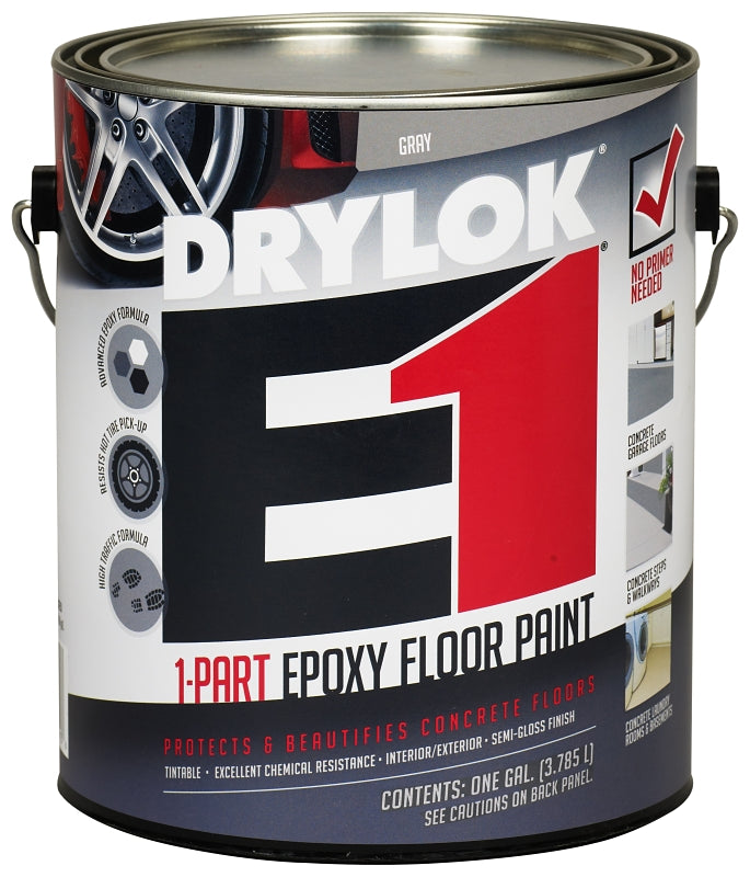 DRYLOK 23713 Epoxy Floor Paint, Semi-Gloss, Gray, 1 gal