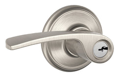 Schlage F Series F51VMER619 Entry Lever, Mechanical Lock, Satin Nickel, Lever Handle, Metal, Residential, Grade 2 Grade
