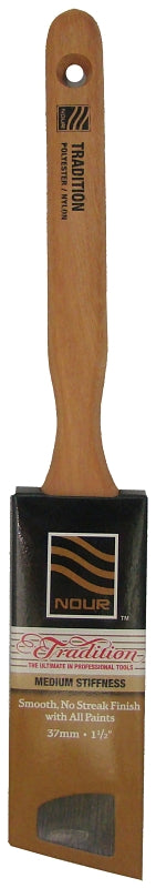 NOUR Tradition 1881-37NT Angular Paint Brush, 1-1/2 in W, Nylon/Polyester Bristle, Sash Handle