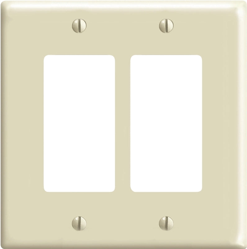 Decora 80609-I Wallplate, 3-1/8 in L, 4.94 in W, 2 -Gang, Thermoset Plastic, Ivory, Smooth