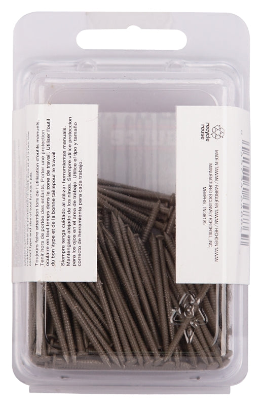 ProSource NTP-091-PS Panel Nail, 15D, 1-5/8 in L, Steel, Painted, Flat Head, Ring Shank, Dark Oak, 171 lb