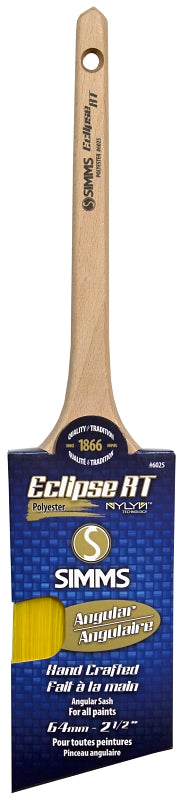 Eclipse 6025-64 Angular Sash Brush, 2-1/2 in W, Synthetic Hybrid Blend Bristle, Rat Tail Handle