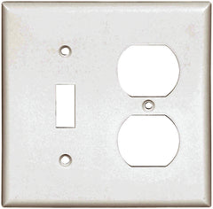 Eaton Cooper Wiring 2138W-BOX Combination Wallplate, 4-1/2 in L, 4.56 in W, 2 -Gang, Thermoset, White, High-Gloss