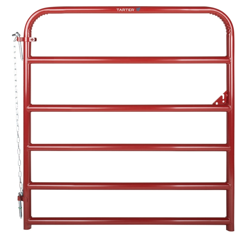 Tarter 6ER4 Tube Gate, 4 ft W Gate, 50 in H Gate, Steel Frame, Red