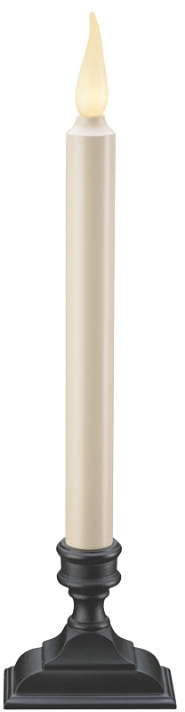 Xodus Innovations FPC1650A Candle, 12 in H, LED Bulb, Plastic, Ivory, Internal Light/Music: Internal Light
