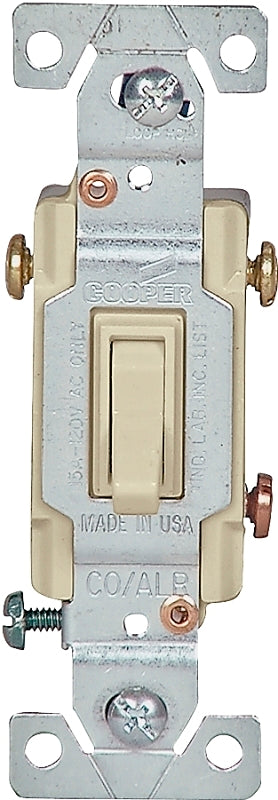 Eaton Wiring Devices 5223V-7V-BU Toggle Switch, 15 A, 120 V, Screw Terminal, Ivory