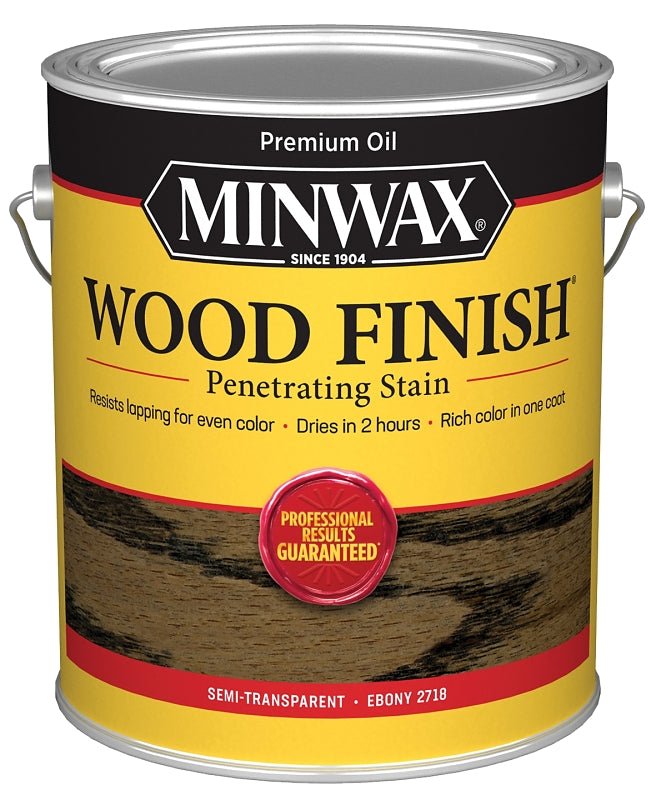 Minwax Wood Finish 710130000 Wood Stain, Ebony, Liquid, 1 gal, Can