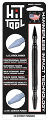 Hit Tool CP0PP0 Prick Punch and Center Punch, 1/8, 3/16 in Tip, 7 in L, Steel, Black-Oxide